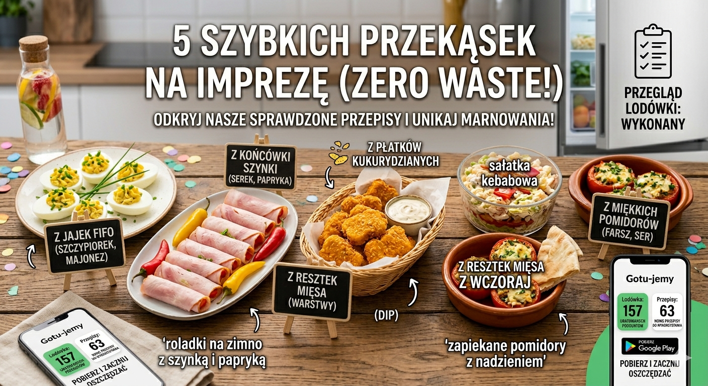 Obraz dla artykułu Szybkie przekąski na imprezę – 5 pomysłów, dzięki którym nic się nie zmarnuje!